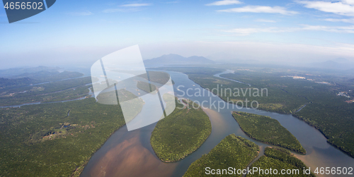 Image of Aerial of estuaries and strait in Thailand