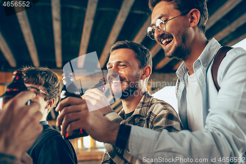 Image of Group of friends celebrating, resting, having fun and party in summer day