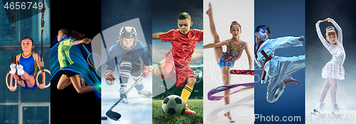 Image of ice hockey sport players in action, business comptetition concpet, teen girls on training