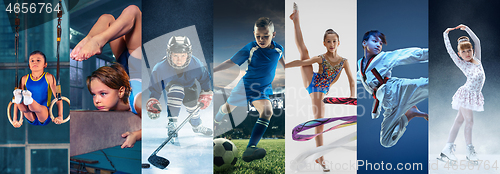 Image of ice hockey sport players in action, business comptetition concpet, teen girls on training