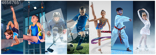 Image of ice hockey sport players in action, business comptetition concpet, teen girls on training