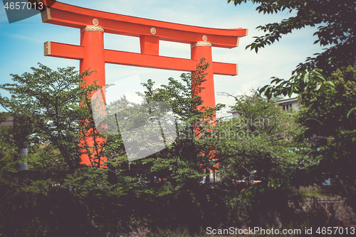 Image of Heian Shrine torii gate, Kyoto, Japan