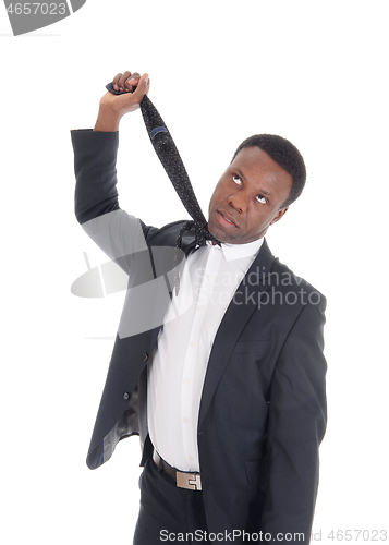 Image of African Businessman try to hang himself