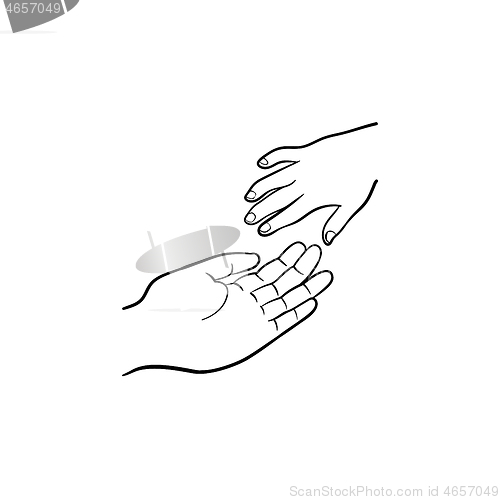 Image of Hand of help hand drawn sketch icon.