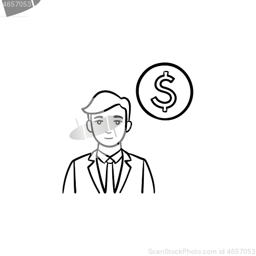 Image of Earning money hand drawn sketch icon.