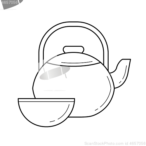 Image of Tea ceremony vector line icon.