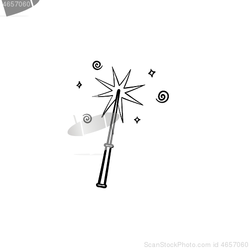 Image of Magic wand hand drawn sketch icon.