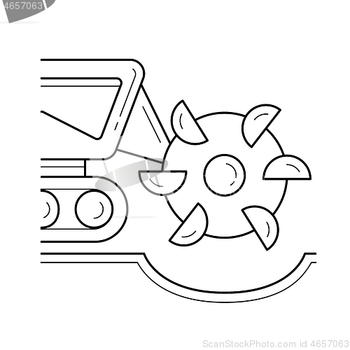 Image of Mineral excavation vector line icon.