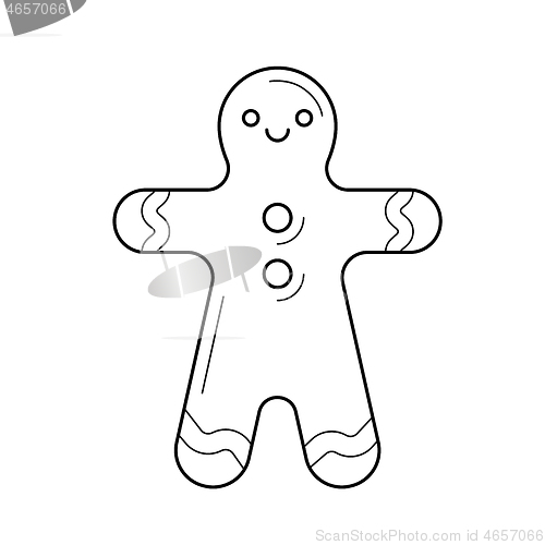 Image of Gingerbread man vector line icon.