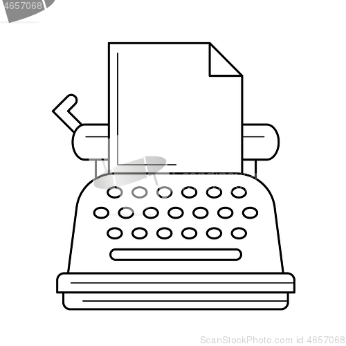 Image of Vintage typewriter line icon.