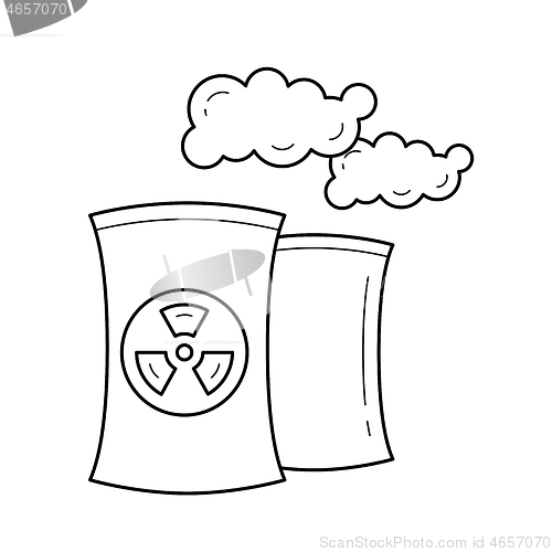 Image of Nuclear power plant vector line icon.