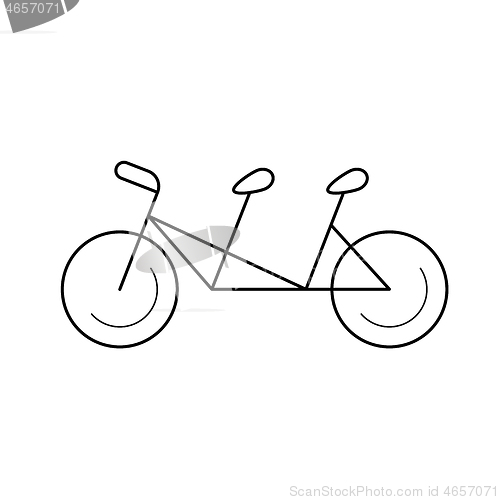 Image of Tandem bicycle vector line icon.