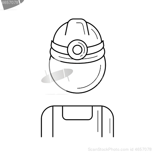Image of Mine worker vector line icon.