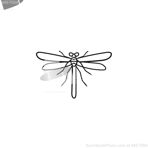 Image of Dragonfly hand drawn sketch icon.