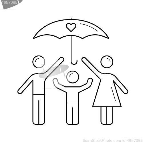 Image of Family insurance vector line icon.