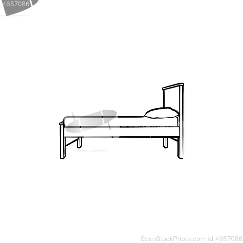 Image of Bed with pillow hand drawn sketch icon.