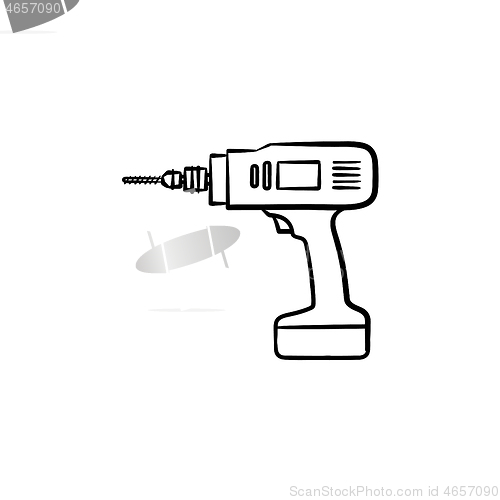 Image of Hammer drill hand drawn sketch icon.