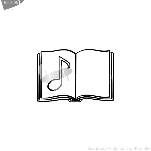 Image of Music book with note hand drawn sketch icon.