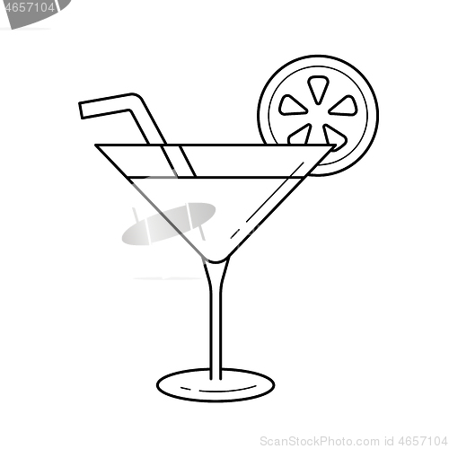 Image of Cocktail drink vector line icon.