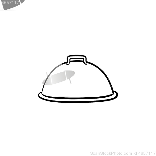 Image of Cloche with platter for serve hand drawn icon.
