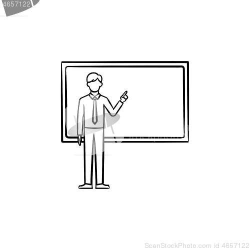 Image of Professor next to the blackboard hand drawn icon.