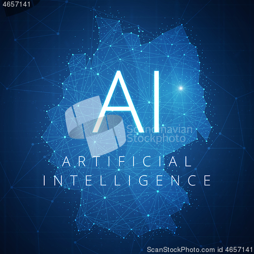 Image of Blockchain technology artificial intelligence concept.