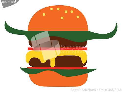 Image of Simple cartoon big burger vector illustration on white backgroun
