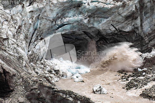 Image of Franz Josef Glacier at the moment of breaking off, New Zealand