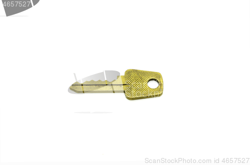 Image of Old metal key to english lock isolated on white