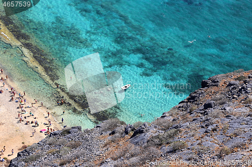 Image of Sea view on the beach of the Gramvousa, Crete island, Greece