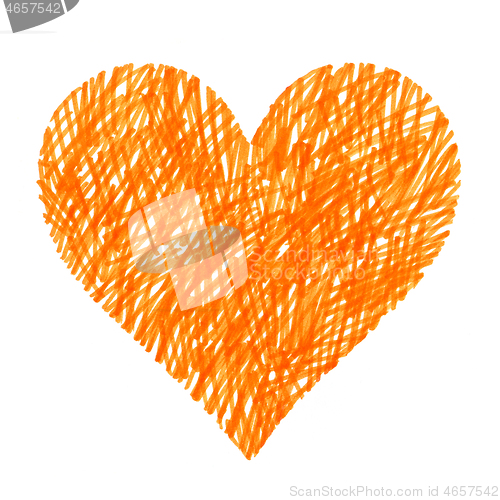 Image of Abstract bright orange heart on white