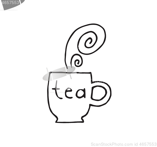 Image of Illustration of abstract outline cup with hot tea