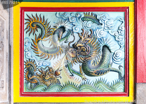 Image of Dragon decoration of a temple in Vietnam