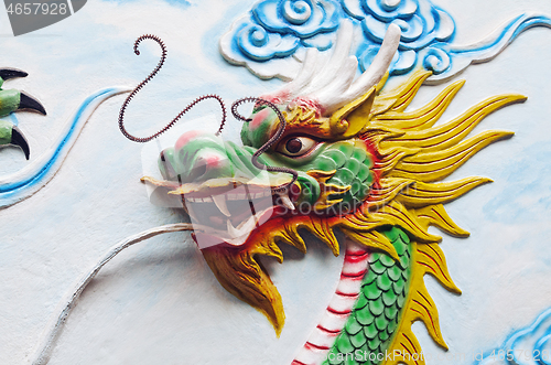 Image of Dragon decoration of a temple in Vietnam