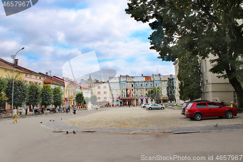 Image of  central square in Drohobych town 