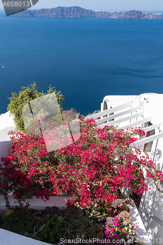 Image of view of Santorini caldera in Greece from the coast