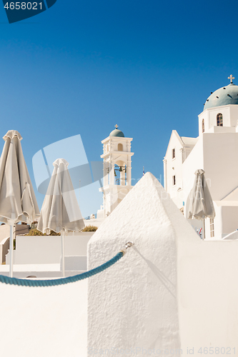 Image of typical Santorini church in Greece in the Cyclades