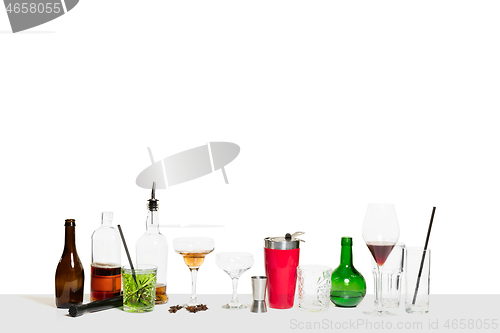 Image of The lot of cocktails on the bar counter