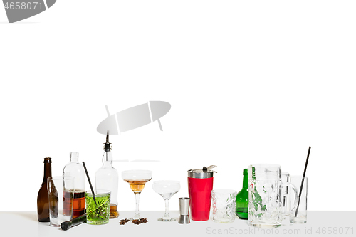 Image of The lot of cocktails on the bar counter