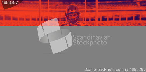 Image of American Football Player isolated on big modern stadium field