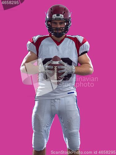 Image of American Football Player isolated on colorfull background