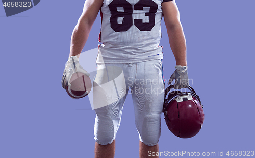 Image of closeup American Football Player isolated on colorfull backgroun