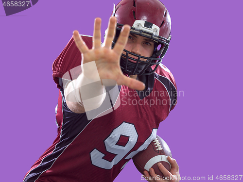 Image of American Football Player isolated on colorfull background