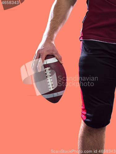 Image of closeup American Football Player isolated on colorfull backgroun