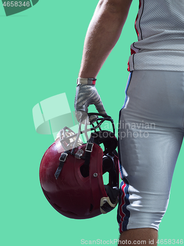 Image of closeup American Football Player isolated on colorfull backgroun