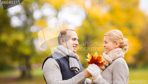 Image of smiling couple in autumn park