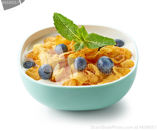 Image of bowl of corn flakes with milk