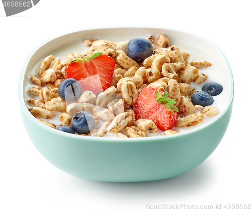 Image of bowl of breakfast cereal honey grains