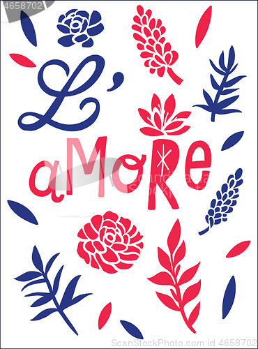 Image of L\'amore, love concept t-shirt print and embroidery