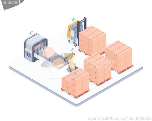 Image of Automated packing system isometric illustration